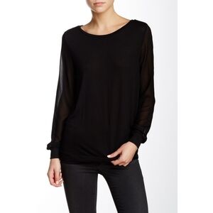 Haute Hippie Contrast Sleeve Long Sleeve Tee